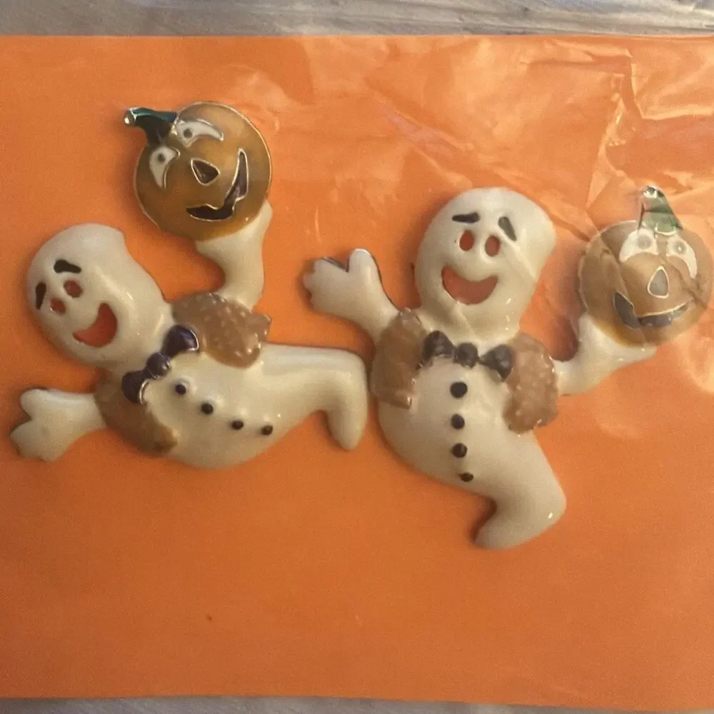 Halloween Ghost & Pumpkin Enamel Pins Bundle New Fun Lot Fall Brooches